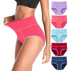 Annenmy Womens Cotton High Waisted Underwear Tummy Control No Muffin Top Full Briefs Soft Comfort Breathable Ladies Panties