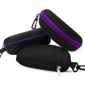 Yamrots 3pcs Zipper Hard Sunglasses Cases Portable Travel Eyeglasses Cases with Plastic Hook