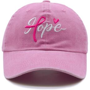 Waldeal Fight Cancer Inspirational Gifts for Women, Embroidered Adjustable Breast Cancer Awareness Hope Hat