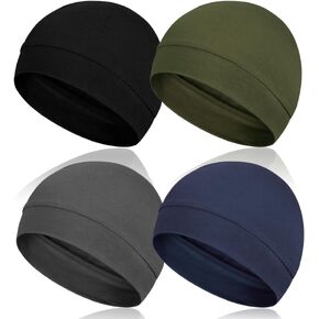 YOHITOP 4 Pieces Cotton Skull Caps for Men, Lightweight Breathable Skull Beanie Sleep Cap Helmet Liner for Women