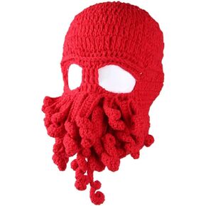 Kafeimali Men's Head Barbarian Vagabond Beanie Original Foldaway Beard Octopus Pirate Hats Bearded Caps