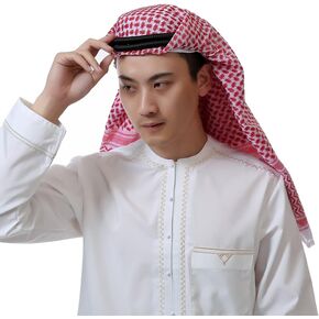 SIQITECHNO Men Arab Shemagh Head Scarf Muslim Kafiya Keffiyeh Middle Eastern Turban Tactical Desert Head Wrap with Aqel Rope