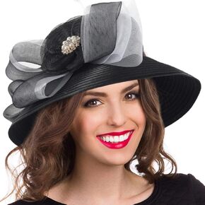 FORBUSITE Women Church Hat Kentucky Derby Hats w/Stone Bucket Cloche Hat for Tea Party