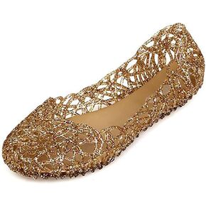JniGonos Women's Jelly Shoes Flat Slip On Sandals Hollow Out Ballet Flat