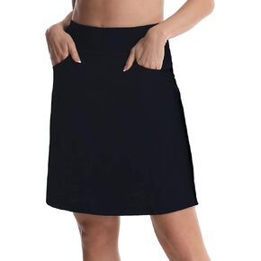 HOKOYI Women's 21" Modest Knee Length Golf Skort Skirt Athletic Workout Tennis Skirt 2 Pockets Casual Summer