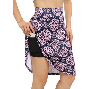 Vidusou Golf Skorts للنساء، تنانير تنس رياضية بطول الركبة مع جيوب، تنانير صيفية عادية متواضعة أرجواني متوسط in Kuwait