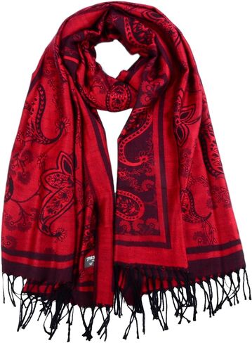 Women's Pashmina Shawl and Wrap Two Tone Ethnic Paisley Pattern Scarf 70.8'X27.5' in Kuwait