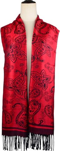 Women's Pashmina Shawl and Wrap Two Tone Ethnic Paisley Pattern Scarf 70.8'X27.5' in Kuwait