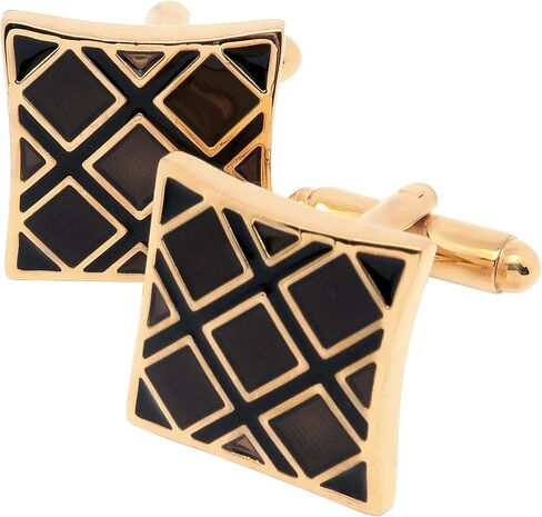 Jonwo Square Enamel Cufflinks for Men Gold Plated Square Patterns Men's Cuff Link Set for Wedding Shirt Party Business Birthday Anniversary Dress in Saudi Arabia