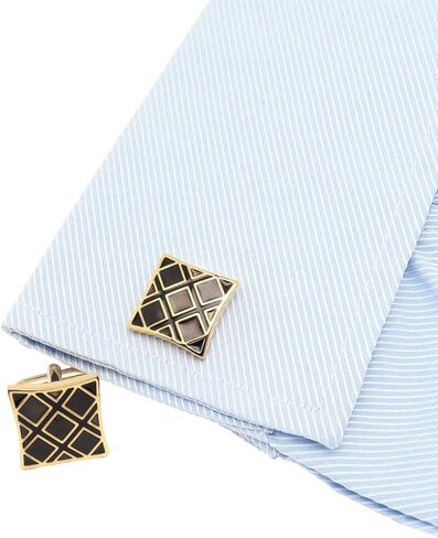 Jonwo Square Enamel Cufflinks for Men Gold Plated Square Patterns Men's Cuff Link Set for Wedding Shirt Party Business Birthday Anniversary Dress in Saudi Arabia