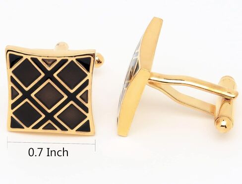 Jonwo Square Enamel Cufflinks for Men Gold Plated Square Patterns Men's Cuff Link Set for Wedding Shirt Party Business Birthday Anniversary Dress in Saudi Arabia