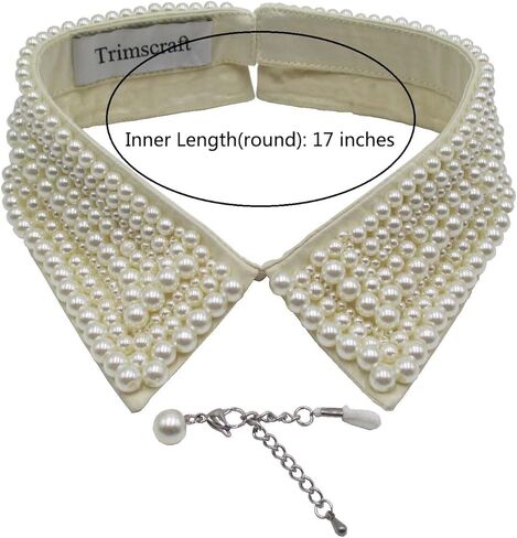 تريمس كرافت قلادة على شكل طوق مزين باللؤلؤ المقلد مع مريلة قابلة للفصل مع سلسلة تمديد اكسسوار ملابس للنساء، لؤلؤي، لؤلؤ, لؤلؤة, لؤلؤة in Kuwait