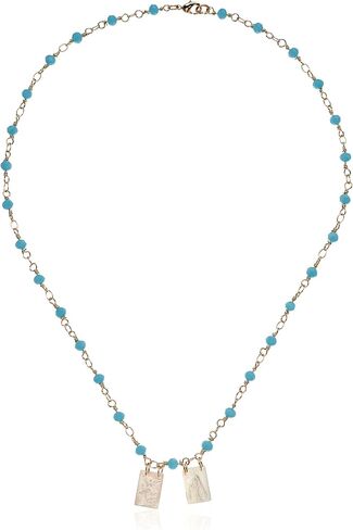 LESLIE BOULES Catholic Scapular Necklace 18 Inches Length Turquoise Crystal Beads Chain in Saudi Arabia