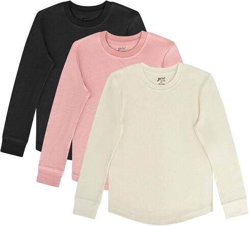 Brix Girls' Long Sleeve Thermal - Waffle Shirts 3 Pk Fashion Girls Tees. in Kuwait
