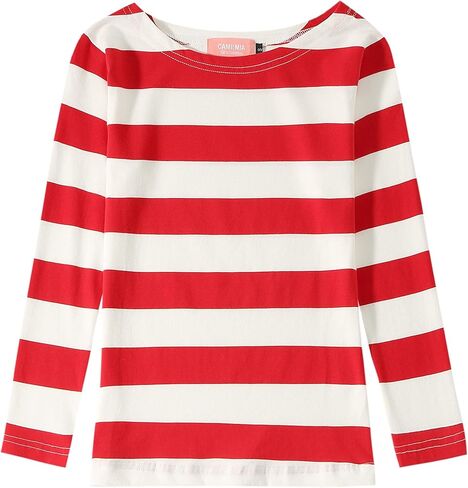 تي شيرت Camii Mia بأكمام طويلة للفتيات الكبيرات مخطط برقبة دائرية قطن خفيف الوزن كاجوال in Kuwait