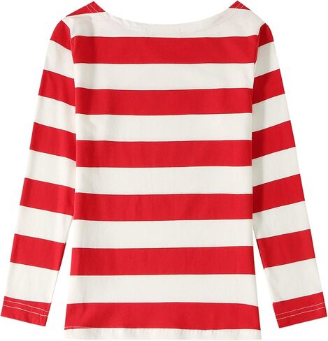 تي شيرت Camii Mia بأكمام طويلة للفتيات الكبيرات مخطط برقبة دائرية قطن خفيف الوزن كاجوال in Kuwait