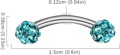 CABBE KALLO ثقب الحاجب 4 قطع 16 جرام من الفولاذ المقاوم للصدأ حلقات الحاجب المنحنية مع أحجار الراين الحديد الحاجب الدائري أقراط الجسم ثقب المجوهرات عدة للرجال والنساء in Kuwait