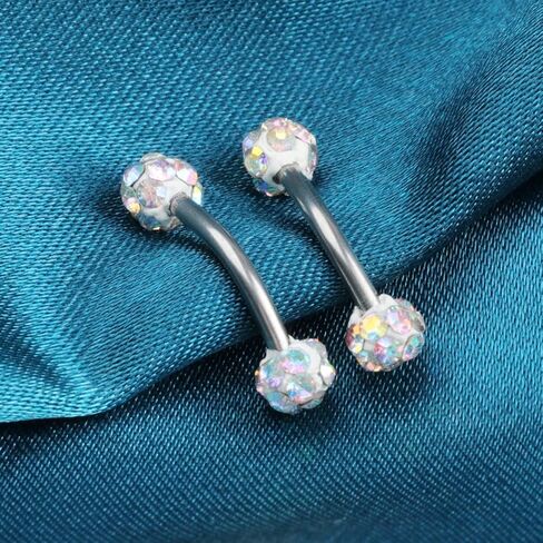 CABBE KALLO ثقب الحاجب 4 قطع 16 جرام من الفولاذ المقاوم للصدأ حلقات الحاجب المنحنية مع أحجار الراين الحديد الحاجب الدائري أقراط الجسم ثقب المجوهرات عدة للرجال والنساء in Kuwait