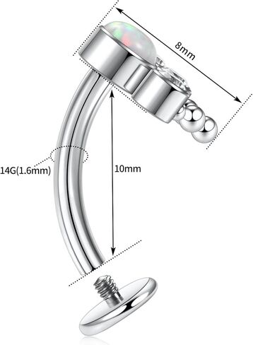 جاجابودي حلقات سرة البطن من التيتانيوم G23 للنساء بتصميم منحني 14 غرام، حلقات ثقب البطن 10 ملم، مجوهرات ثقب البطن in Kuwait