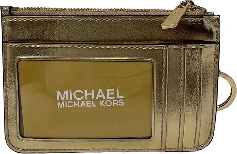 Michael Kors Jet Set Travel Zip Top Key Chain Coin Pouch Pale Gold Signature Logo in Saudi Arabia