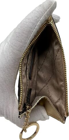 Michael Kors Jet Set Travel Zip Top Key Chain Coin Pouch Pale Gold Signature Logo in Saudi Arabia