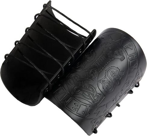 2 Pieces Viking Bracers, Mjolnir Embossed Arm Guards, Handcrafted Leather Arm Guards, Medieval Gauntlet Wristband in Saudi Arabia