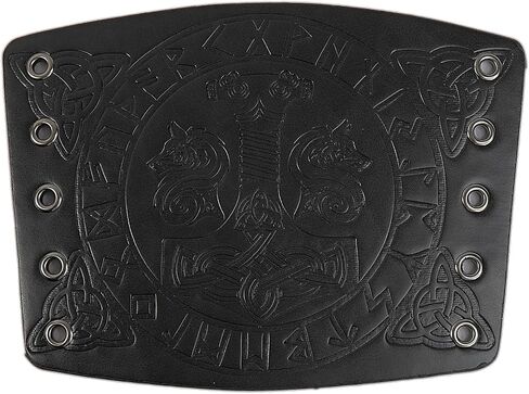 2 Pieces Viking Bracers, Mjolnir Embossed Arm Guards, Handcrafted Leather Arm Guards, Medieval Gauntlet Wristband in Saudi Arabia