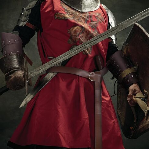 3 قطع من إكسسوارات عصر النهضة الهالوين واقيات الذراع من الجلد الصناعي ودعامات القرون الوسطى وحزام الفايكنج وغطاء كتف واحد من الجلد وحزام الرأس للبالغين للحفلات التنكرية باللون البني in Kuwait