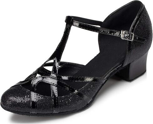 Minishion Women's T-strap Dance Heels Glitter Salsa Ballroom Shoes Wedding Party Pumps in Kuwait
