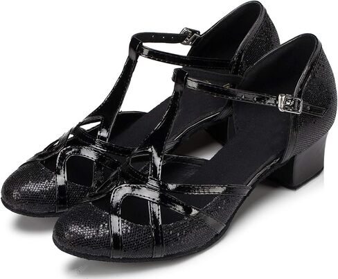 Minishion Women's T-strap Dance Heels Glitter Salsa Ballroom Shoes Wedding Party Pumps in Kuwait