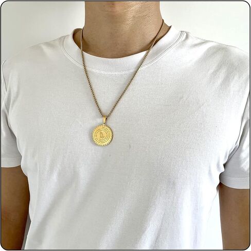 Fusamk Fashion Stainless Steel Prayer of Hand Medallion Pendant Lord's Prayer Necklace in Kuwait