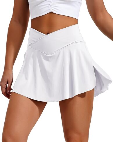 YOFIT Skorts Skirts for Women with Pockets Crossover High Waisted Athletic Golf Skorts Tennis Skirts in Saudi Arabia