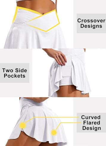 YOFIT Skorts Skirts for Women with Pockets Crossover High Waisted Athletic Golf Skorts Tennis Skirts in Saudi Arabia