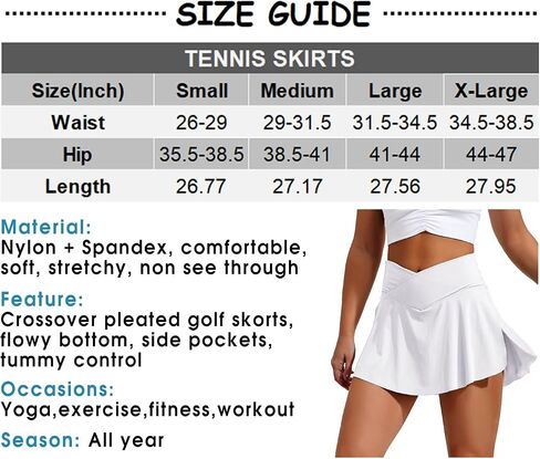 YOFIT Skorts Skirts for Women with Pockets Crossover High Waisted Athletic Golf Skorts Tennis Skirts in Saudi Arabia