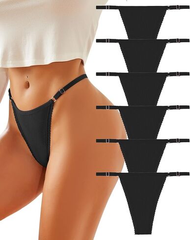 FINETOO قابل للتعديل G سلسلة سيور للنساء ملابس داخلية قطنية منخفضة الارتفاع T-الظهر مثير Tangas الدانتيل تقليم تنفس 6 حزمة S-XL in Kuwait