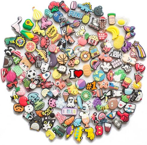 Lenreta Lot of 30,50,69,100 PCS Different Shaped PVC Shoe Charms for Shoe Decoration + Shoelace Adapters,Charms for Halloween, Easter, Christmas, Birthday,Party Gifts... in Saudi Arabia