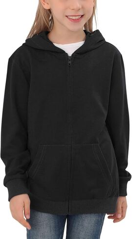 سويت شيرت بقلنسوة للفتيات من GORLYA جاكيت بسحاب كامل كاجوال كلاسيكي مناسب للأعمار من 4 إلى 14 طن in Kuwait