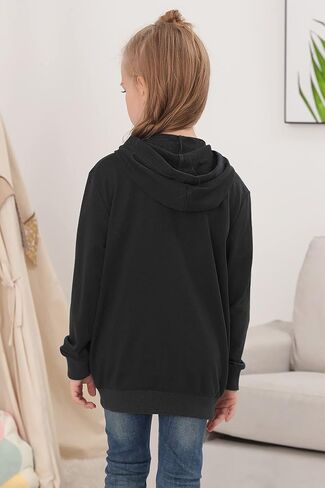 سويت شيرت بقلنسوة للفتيات من GORLYA جاكيت بسحاب كامل كاجوال كلاسيكي مناسب للأعمار من 4 إلى 14 طن in Kuwait