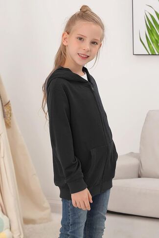 سويت شيرت بقلنسوة للفتيات من GORLYA جاكيت بسحاب كامل كاجوال كلاسيكي مناسب للأعمار من 4 إلى 14 طن in Kuwait