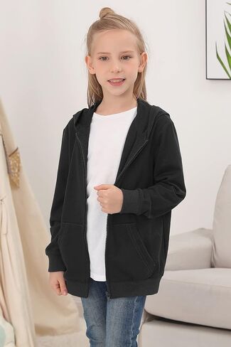 سويت شيرت بقلنسوة للفتيات من GORLYA جاكيت بسحاب كامل كاجوال كلاسيكي مناسب للأعمار من 4 إلى 14 طن in Kuwait