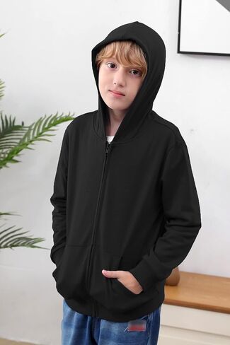 سويت شيرت بقلنسوة للفتيات من GORLYA جاكيت بسحاب كامل كاجوال كلاسيكي مناسب للأعمار من 4 إلى 14 طن in Kuwait