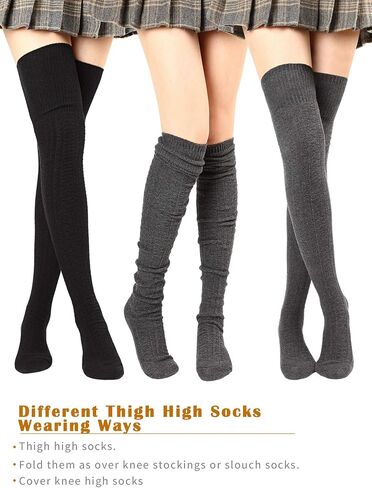 SATINIOR Women Thigh High Socks Over Knee Stockings Cotton Long Booting Socks Leg Warmers in Saudi Arabia