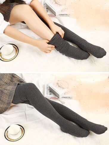 SATINIOR Women Thigh High Socks Over Knee Stockings Cotton Long Booting Socks Leg Warmers in Saudi Arabia