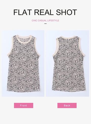 Dokotoo Womens Leopard Print Tank Tops Crewneck Sleeveless Summer Casual T-Shirts Blouses in Kuwait
