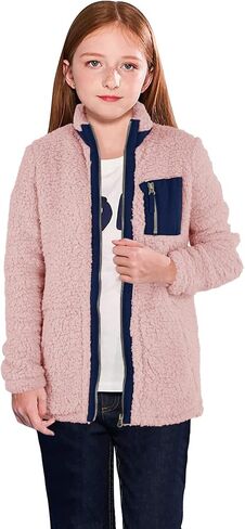 سترة صوف الشيربا للفتيات من Heysolo معاطف شتوية بأكمام طويلة لعمر 5-14 سنة مع جيوب in Kuwait