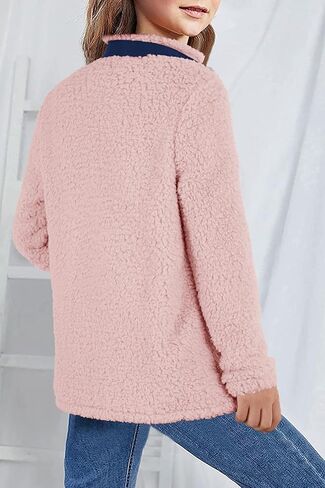 سترة صوف الشيربا للفتيات من Heysolo معاطف شتوية بأكمام طويلة لعمر 5-14 سنة مع جيوب in Kuwait