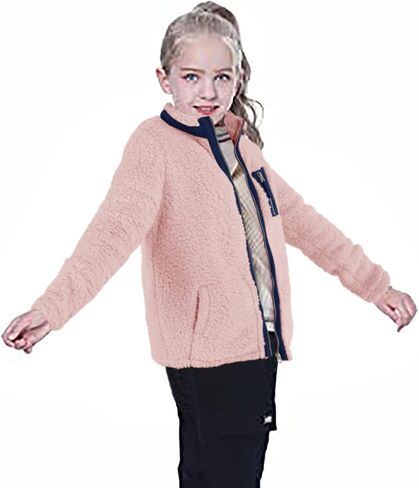 سترة صوف الشيربا للفتيات من Heysolo معاطف شتوية بأكمام طويلة لعمر 5-14 سنة مع جيوب in Kuwait