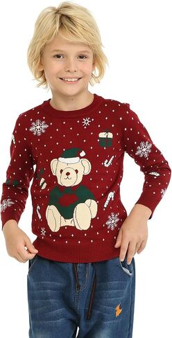 LittleSpring Little Boys Girls Ugly Christmas Sweater Crewneck Knit Cute Pullover in Saudi Arabia