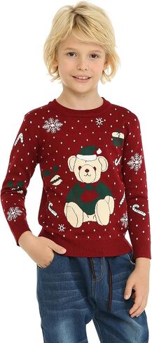 LittleSpring Little Boys Girls Ugly Christmas Sweater Crewneck Knit Cute Pullover in Saudi Arabia