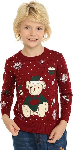 LittleSpring Little Boys Girls Ugly Christmas Sweater Crewneck Knit Cute Pullover in Saudi Arabia